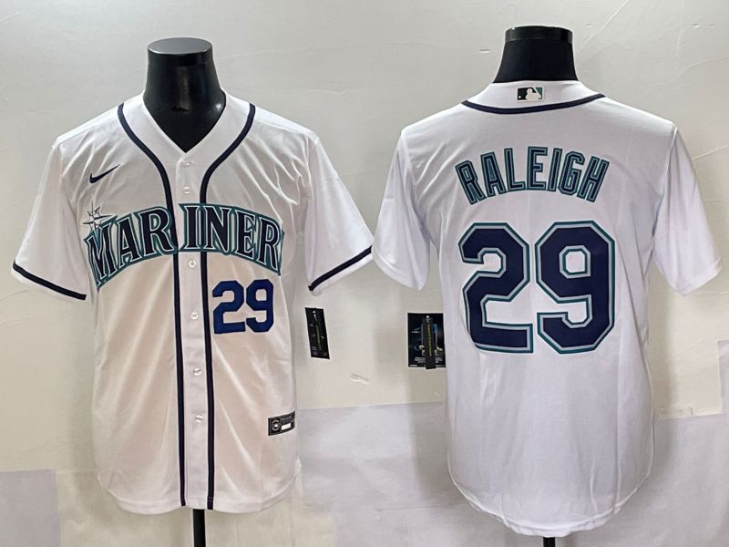 Men 2025 Seattle Mariners #29 Raleigh White Game Nike MLB Jersey style 4